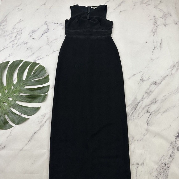 Rampage Womens Vintage 90s Maxi Dress Gown Size S Black Mesh Trim Sheath - Picture 1 of 11